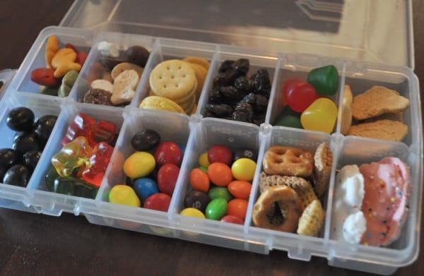 Keep small snacks in a tackle box.  Travel snacks, Road trip food, Road  trip snacks