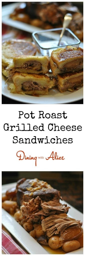 Pot Roast Grilled Cheese Sandwiches Recipe here: https://diningwithalice.com/comfort-foods/pot-roast-gril…ese-sandwiches/  #potroast #grilledcheese #whitecheddar