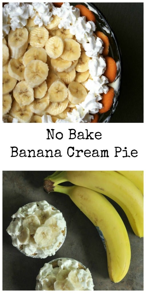 No Bake Banana Cream Pie easy recipe using vanilla pudding.