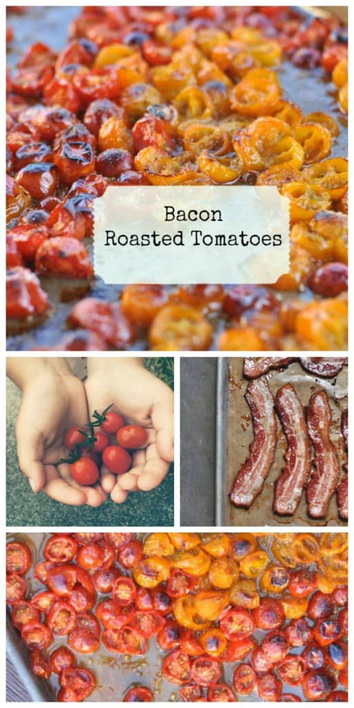 Super simple Roasted Tomatoes made with bacon. #bacon #tomatoes