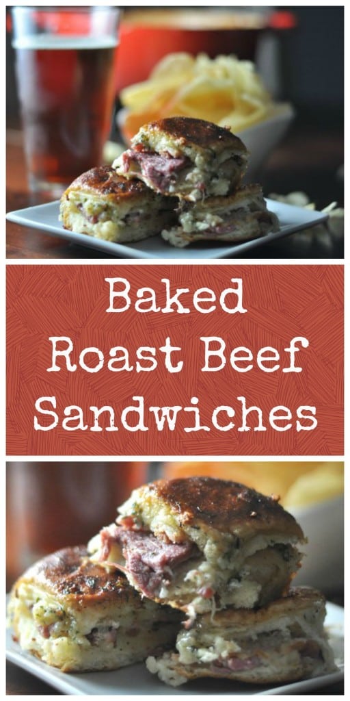 Baked Roast Beef Sandwiches: everyone's favorite baked Hawaiian bread sandwich made with roast beef and bacon. #beef #tailgating #football #hawaiianrolls #sandwiches