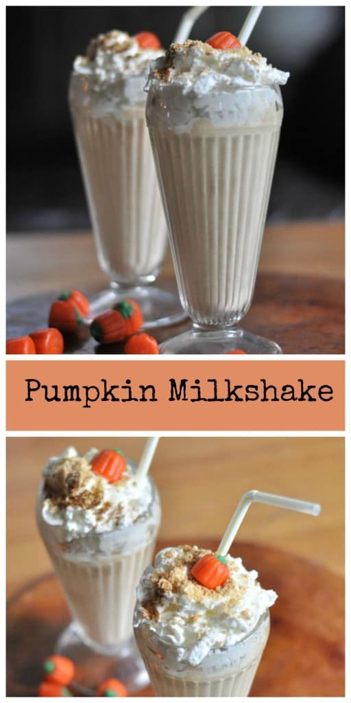 Simple Pumpkin Milkshake! Ice cream and pumpkin combine to make this yummy sweet treat. #pumpkin #fall #miilkshake #pumpkinmilkshake