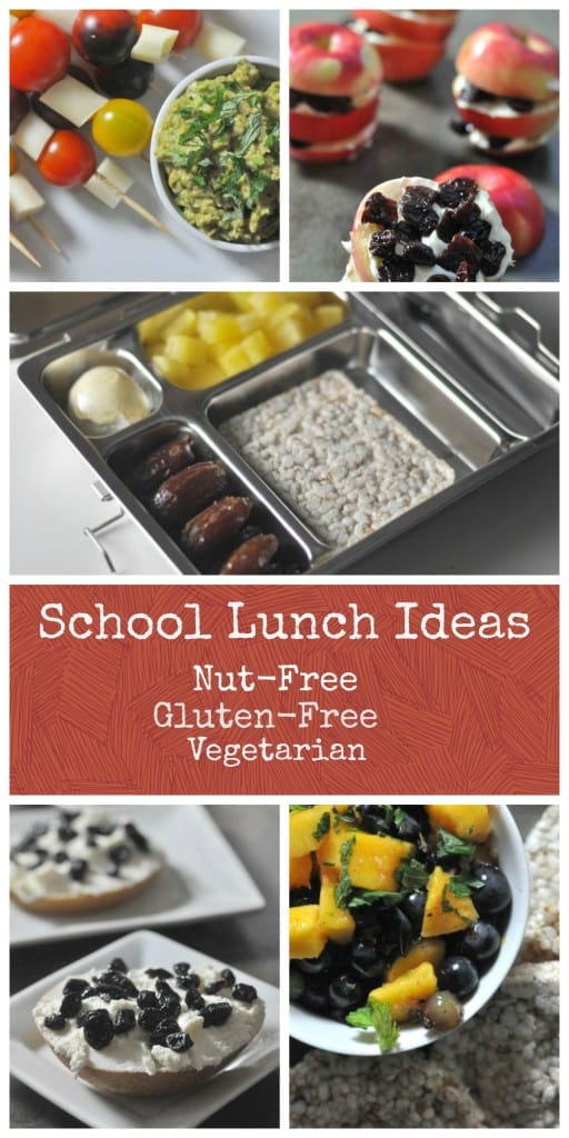 School Lunch Ideas that are nut-free, gluten-free and vegetarian.