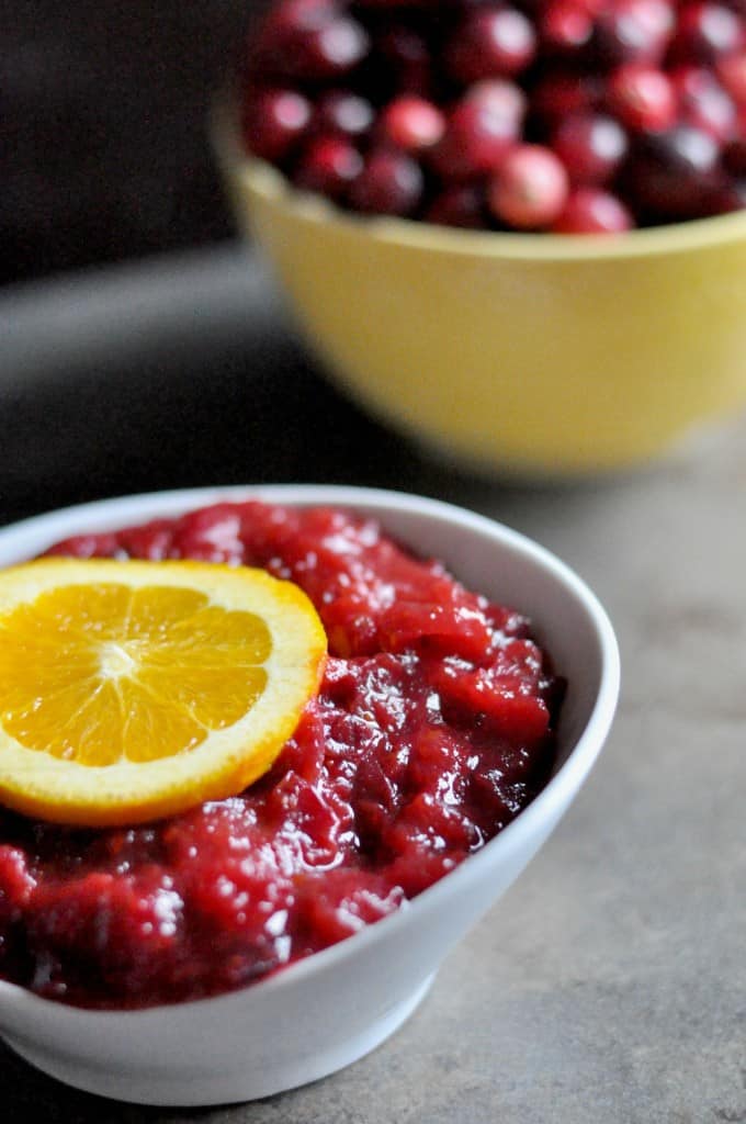 Easy cranberry sauce with just five ingredients. A simple recipe for a deliciously sweet and tart cranberry sauce.