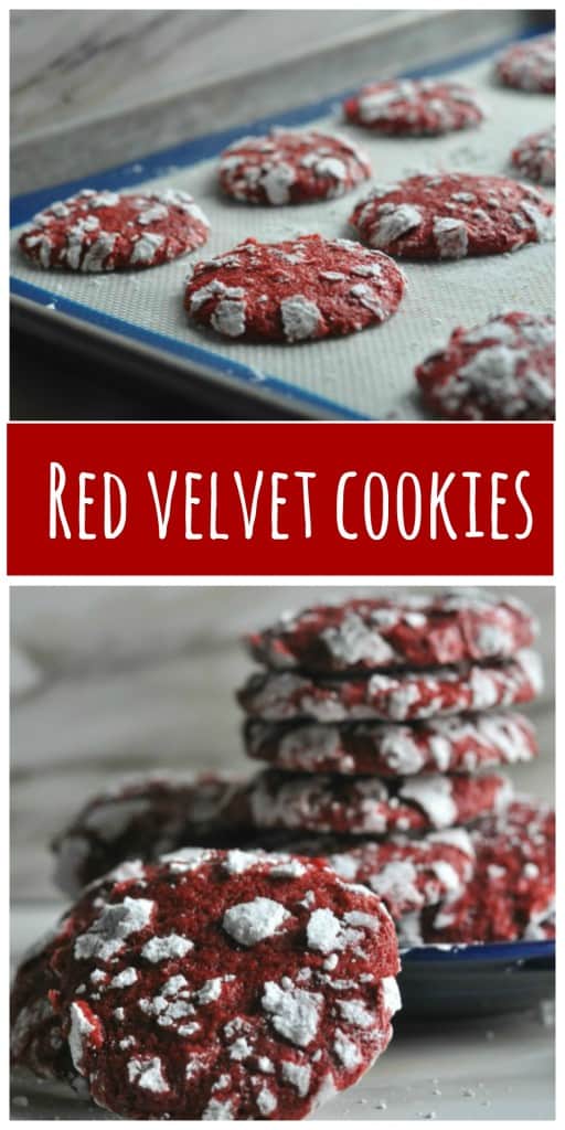 Crispy on the outside and chewy on the inside, these bright Red Velvet Cookies will be the star at your cookie swap and holiday gatherings. An easy and tasty, from scratch recipe, that you will love at Christmas or Valentine’s Day. https://diningwithalice.com/desserts/red-velvet-cookies/