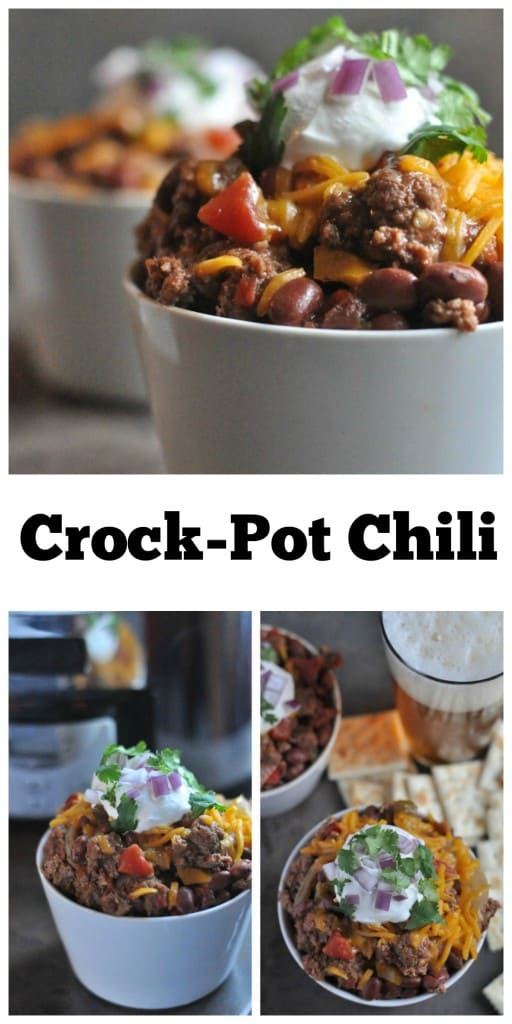 Easy Crock Pot Chili made right in your slow cooker. #crockpot #slowcooker #beef #chili