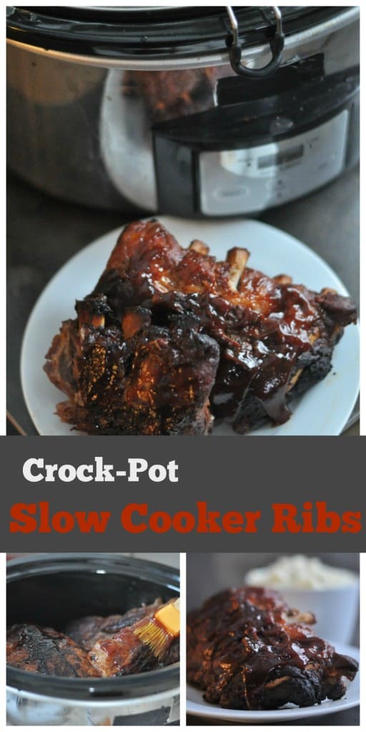 An easy recipe for smoky and saucy BBQ crock pot ribs made right in your slow cooker. Seasoned with a dry rub and brown sugar, these pork baby back ribs are steamed and fall off the bone. 