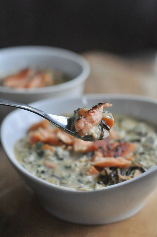 Salmon Wild Rice Soup is a creamy soup recipe filled with flavors of coriander, smoked salmon, Minnesota wild rice and sweet potatoes.The comfort food classic, creamy wild rice soup, gets a new spin with the addition of smoked salmon. Perfect for a cozy winter night or a meal you can share with friends, this soup is a unique way to incorporate salmon into dinner. https://diningwithalice.com/soup/salmon-wild-rice-soup/