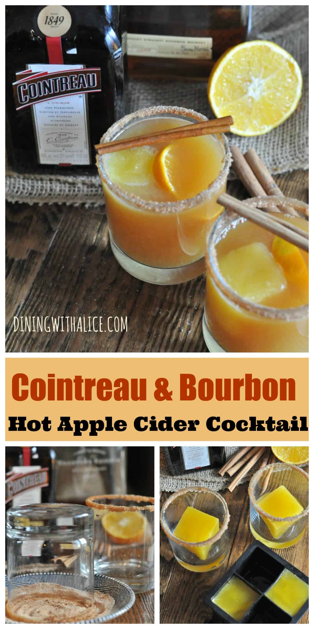 This Hot Bourbon Cider Cocktail recipe made with apple cider and Cointreau is the perfect drink for a cozy night or the holidays. 