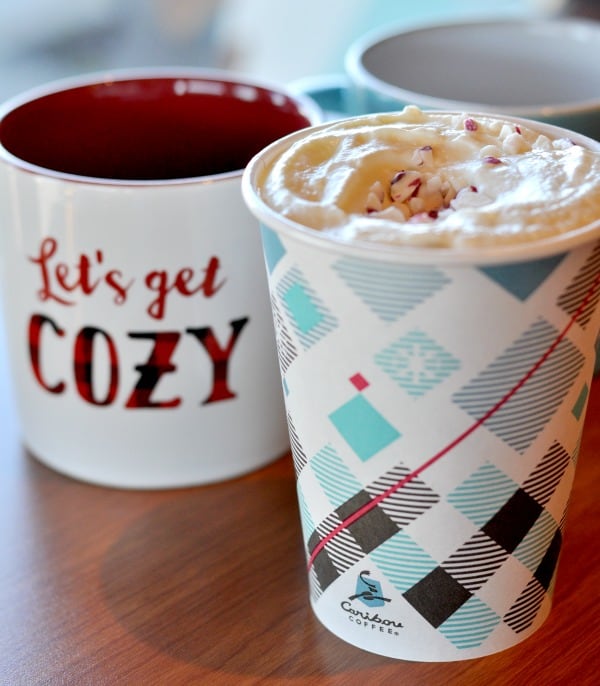 The 2016 Caribou Coffee holiday drinks are topped by you! Pick your favorite coffee, whip and topping! Try my favorite, the Cozy Candy Cane Hazelnut Mocha.