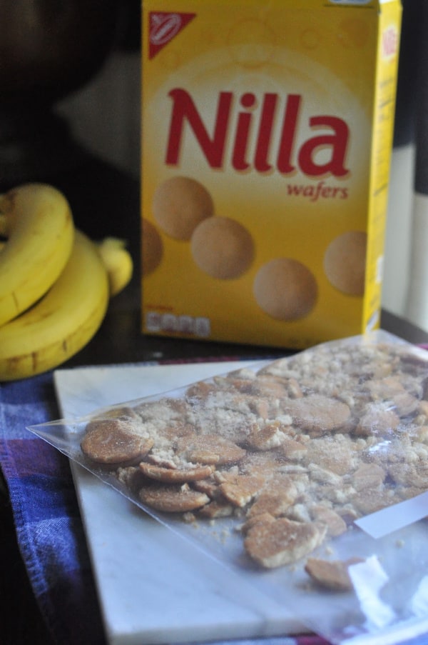 Quick banana pudding recipe displayed with Nilla wafers