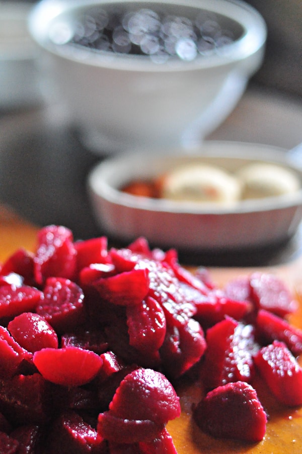 Mushroom and Beet Black Bean Burger chopped beets