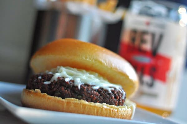 Mushroom and Beet Black Bean Burger Revolution Brewery