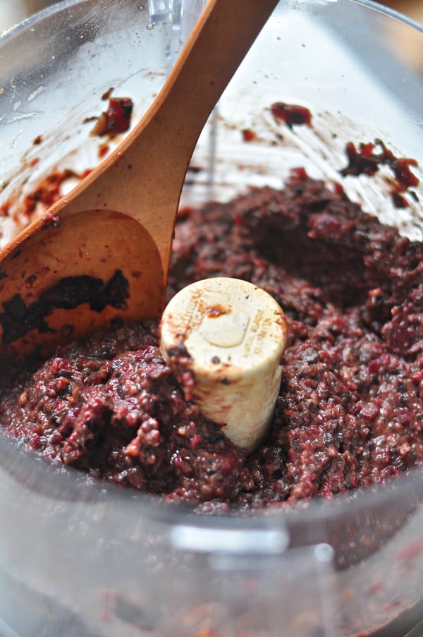 Mushroom and Beet Black Bean Burger blended in food processor