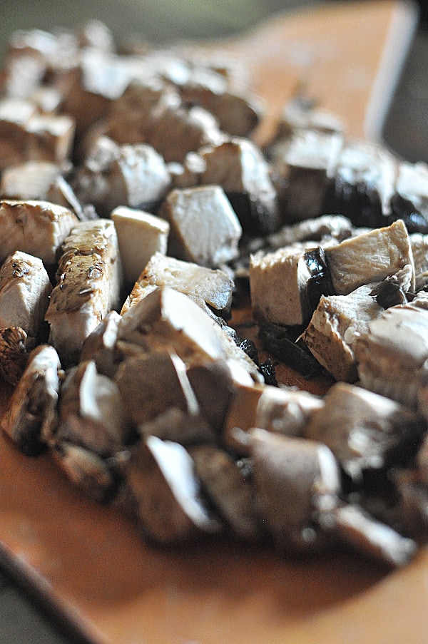 Mushroom and Beet Black Bean Burger chopped mushrooms