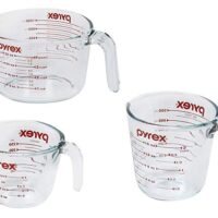 Pyrex Measuring Cups, 3-Piece, Clear