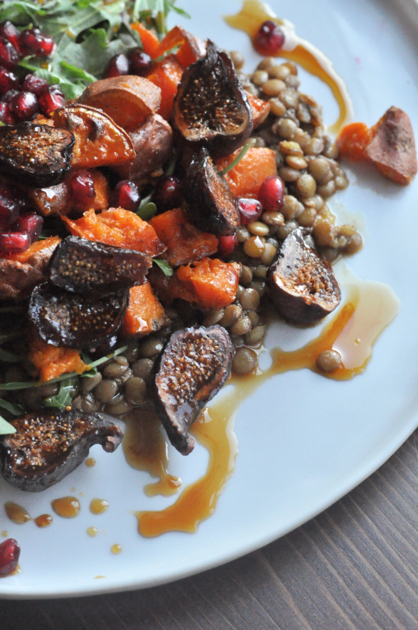 Roasted Sweet Potato Salad close up of fig ingredients