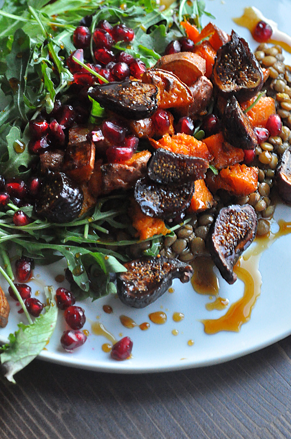 Roasted Sweet Potato Salad pomegranate seeds